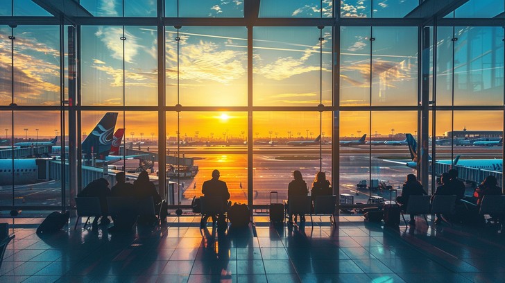 Modern airport lounge for air travelers